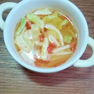 生姜がアクセント☆白菜と干し桜えびの和風スープ